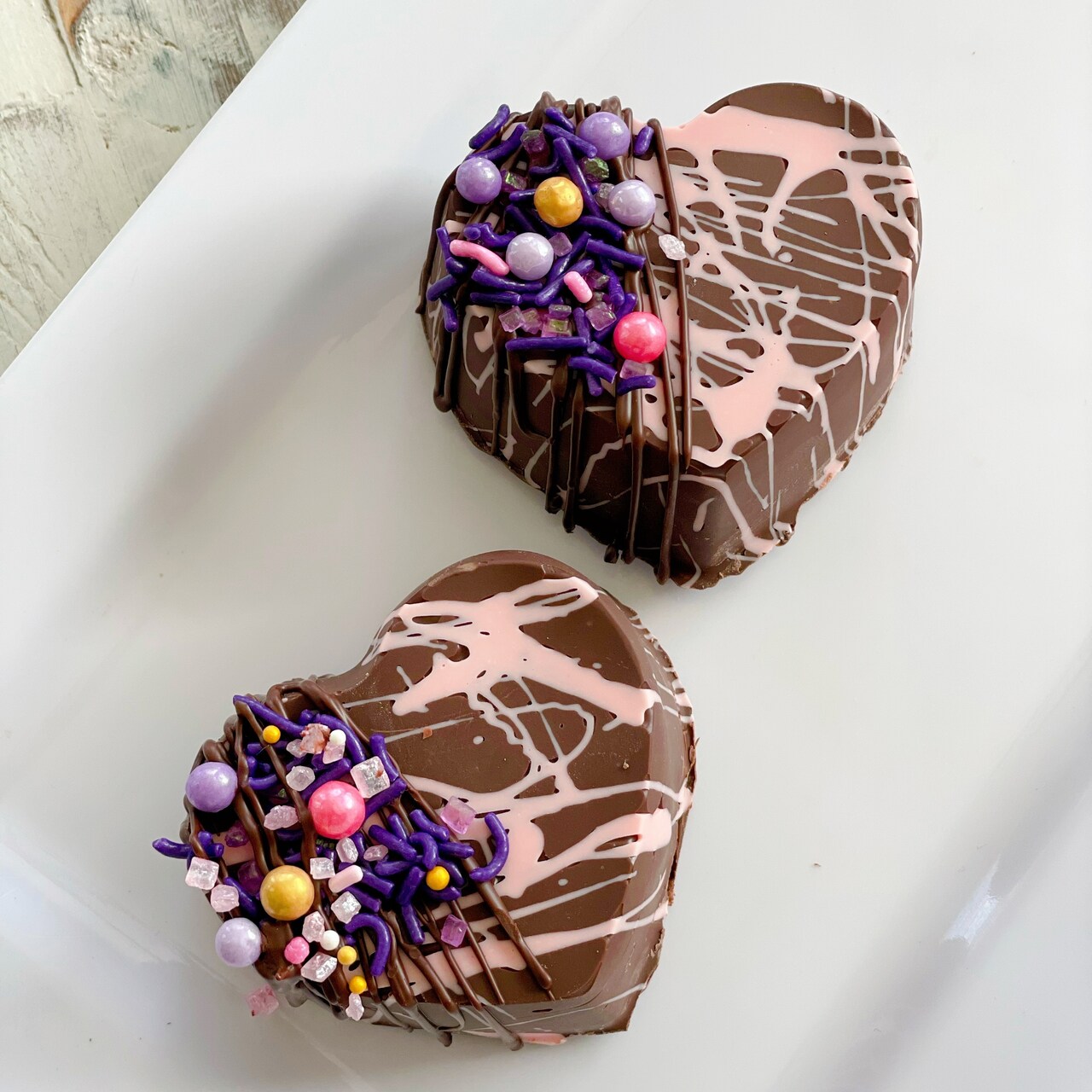 Mini Heart Chocolate Covered Cakes with @wildbakes